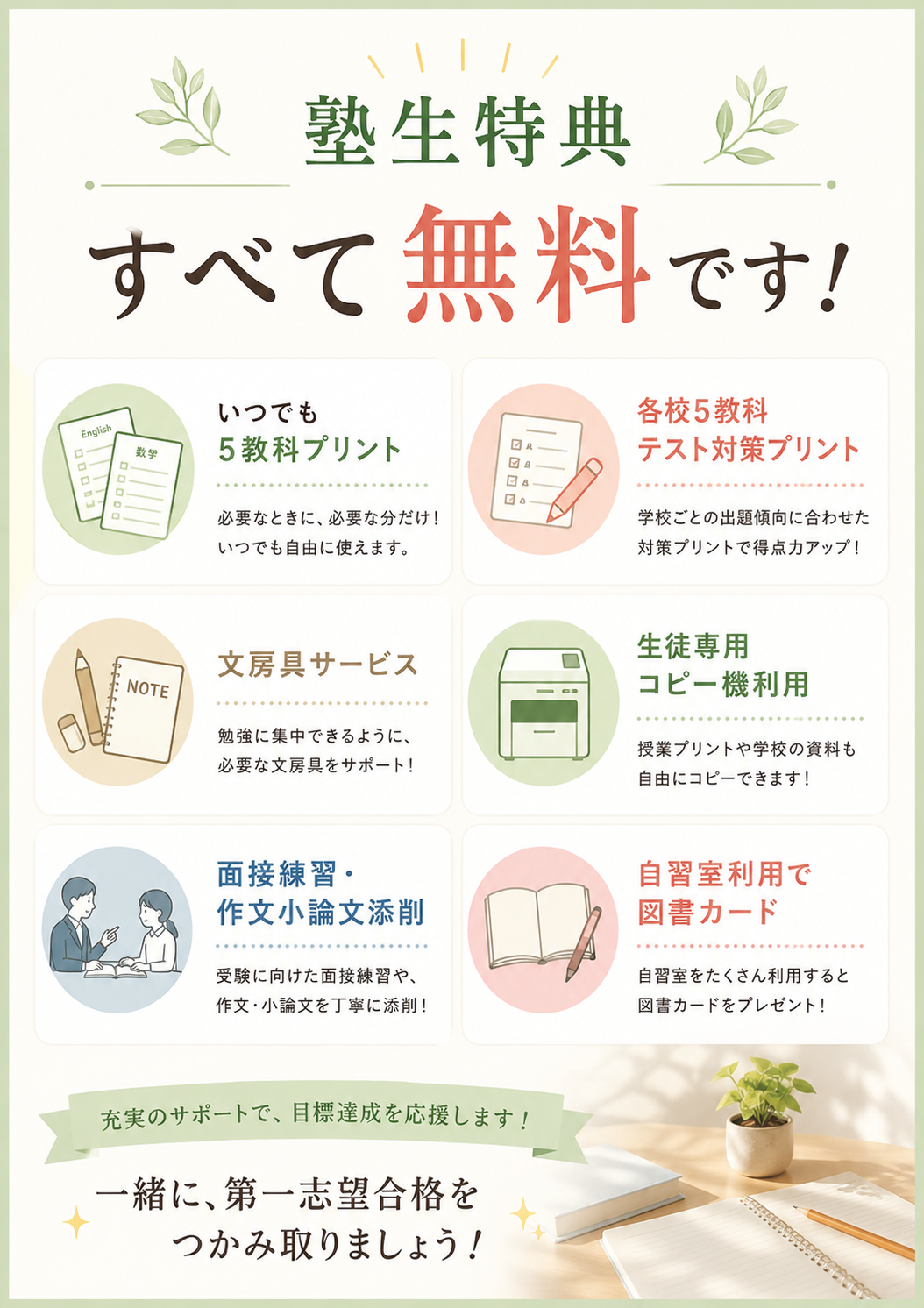 塾生特典
すべて無料です