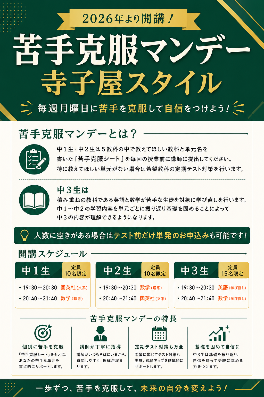苦手克服マンデー
寺子屋スタイル