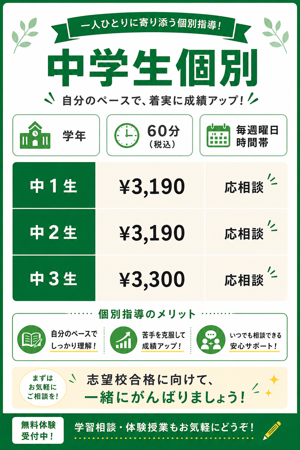 中学生個別料金